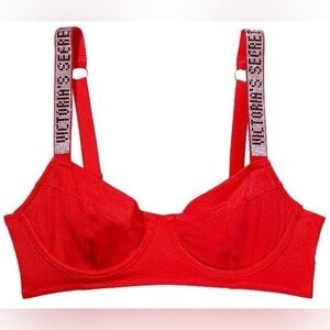 New! Victoria’s Secret wicked shine logo strap bikini top red 4587